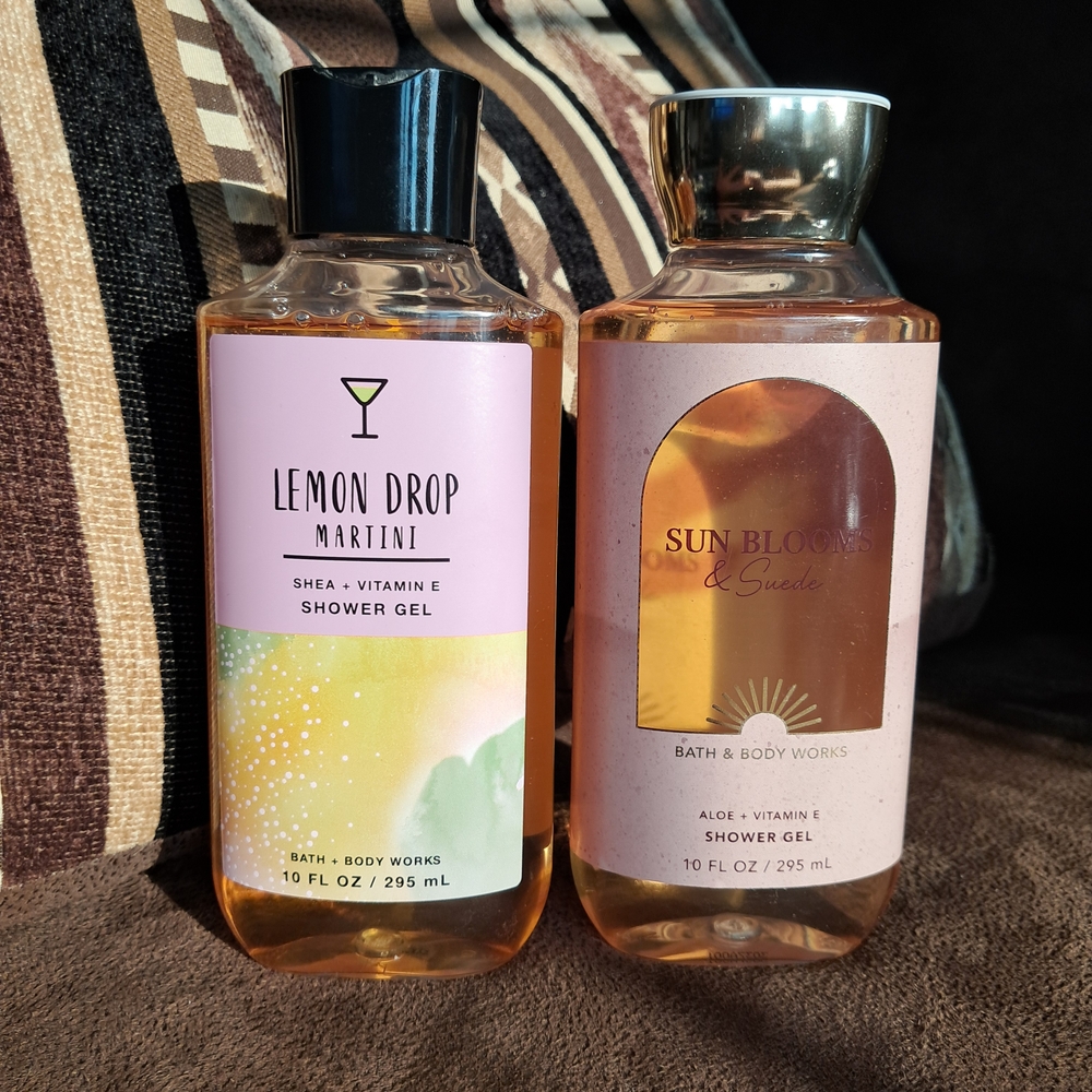 Bath & Body Works Lemon Drop Martini & Sun Blooms Shower Gel Set - Pink & Gold
